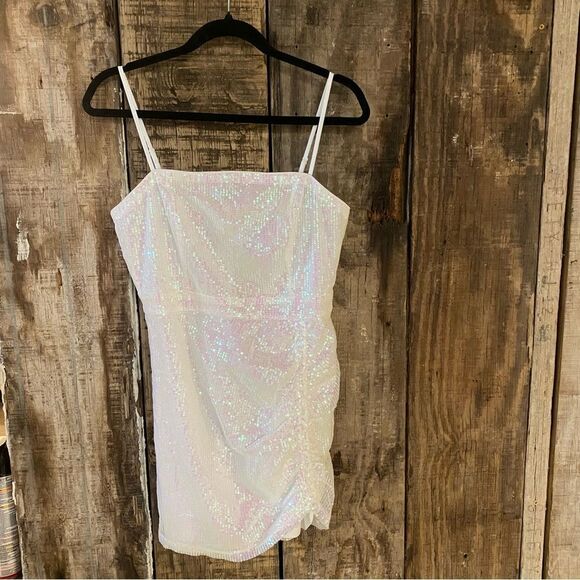 NWT superdown harlee sequin cami dress white mini party Revolve M - Picture 10 of 11